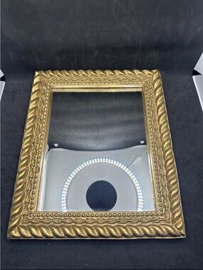 Vintage Gold Ornate Mirror Heavy Frame Baroque Hollywood Regency 10” Wall Decor